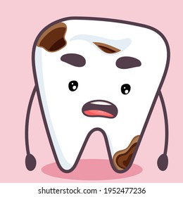 The tooth suffers from caries. Upset tooth