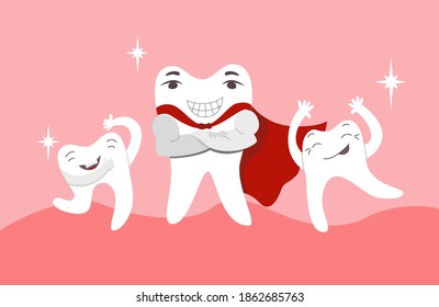 The tooth superhero and happy teeth 