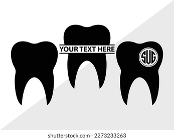 Tooth SVG monogram Vector Illustration Silhouette