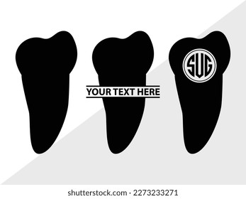 Tooth SVG monogram Vector Illustration Silhouette