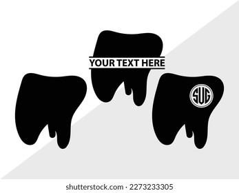 Tooth SVG monogram Vector Illustration Silhouette
