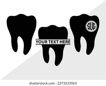 Tooth SVG monogram Vector Illustration Silhouette