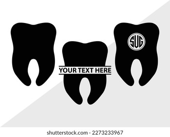 Tooth SVG monogram Vector Illustration Silhouette