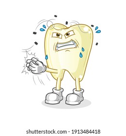 tooth swat the fly character. cartoon mascot vector