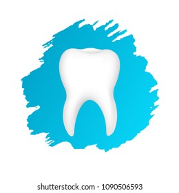Tooth Symbol With Blue Blots With Gradient Mesh, Vector Illustration