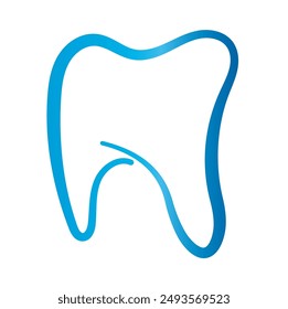 Tooth Symbol. Logo Design Vector. Dentist Outline Illustration with Gradient.