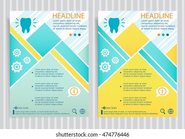 Tooth symbol on vector brochure flyer design layout template. Business modern template