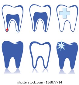 Tooth symbol. Vector set of teeth icons isolated on white background