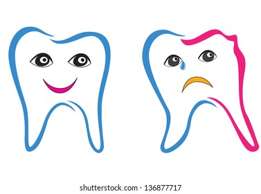 Tooth symbol. Vector set of teeth icons isolated.