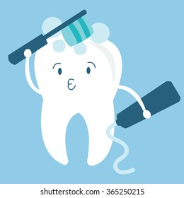 tooth teeth brush him self cartoon character illustration