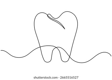 Tooth and teeth continuous one line drawing minimalist smile healthy dental vector illustration