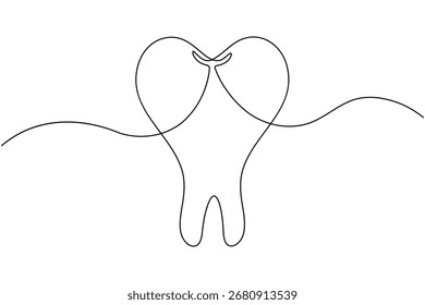 Diente y dientes de una línea continua que dibuja una sonrisa minimalista Ilustración vectorial dental saludable