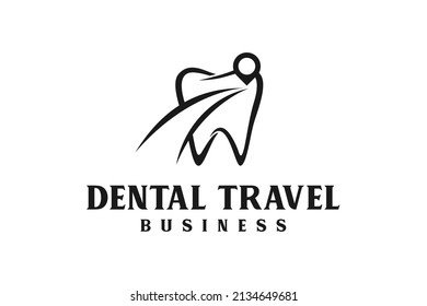 Tooth Teeth Dental dentistry with Compass for Dentist Travel Logo design