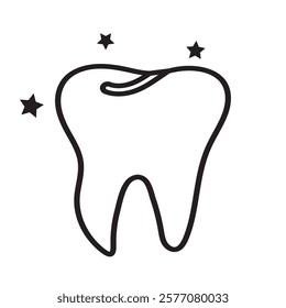 Tooth or teeth icons for dentistry clinic, toothpaste and dental mouthwash. Vector outline healthy tooth or teeth icons