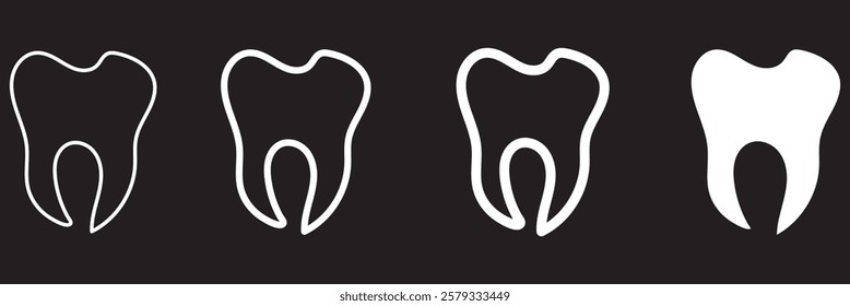 Tooth or teeth icons for dentistry clinic, toothpaste and dental mouthwash. Vector outline healthy tooth or teeth icons . 1176