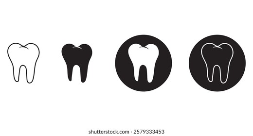 Tooth or teeth icons for dentistry clinic, toothpaste and dental mouthwash. Vector outline healthy tooth or teeth icons . 1176