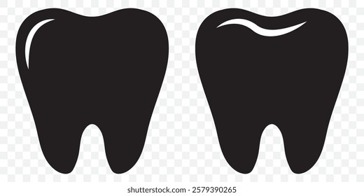 Tooth or teeth icons for dentistry clinic, toothpaste and dental mouthwash. Vector outline healthy tooth or teeth icons. Eps 10.