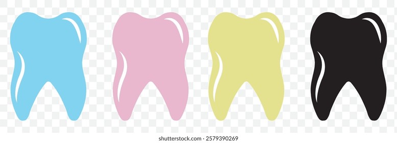 Tooth or teeth icons for dentistry clinic, toothpaste and dental mouthwash. Vector outline healthy tooth or teeth icons. Eps 10.