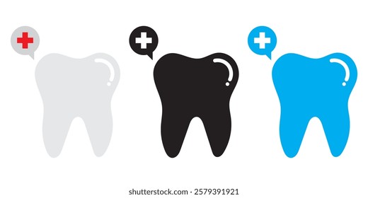 Tooth or teeth icons for dentistry clinic, toothpaste and dental mouthwash. Vector outline healthy tooth or teeth icons
