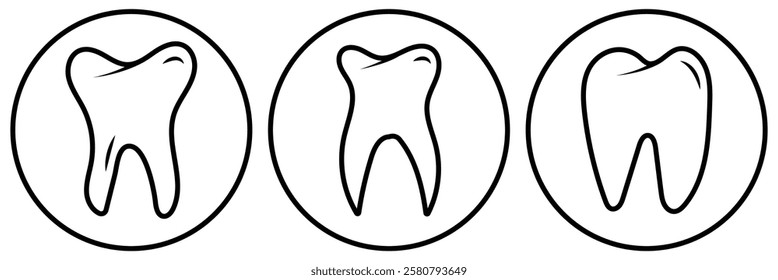 Tooth or teeth icons for dentistry clinic on white background. Dental symbol. Tooth icon set. Teeth care vector illustration.