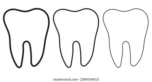 Tooth or Teeth icons for dentistry clinic, toothpaste and dental mouthwash. Vector outline healthy tooth or teeth icons. Variety and colorful Design Teeth icon.