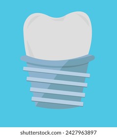 Tooth, teeth, implant, dental vector illustration set