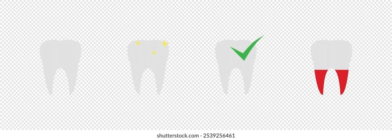 Dente. Dentes. Conjunto de ícones de linha. Dentista. Logotipo da clínica dentária. Dentes limpos.