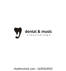 Tooth teeth, music note icon for dental health logo design inspiration.