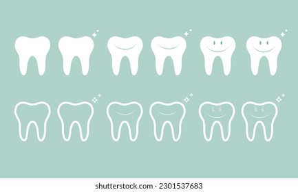 Tooth and teeth oral care. Icon set. Dental hygiene, dentist therapy icons.