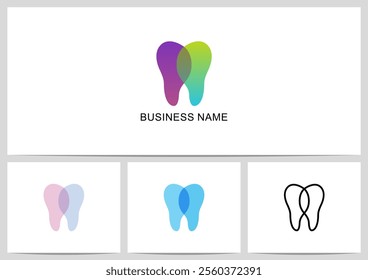 Tooth Teeth Transparent Overlay Gradient Colors Dentist Logo Design