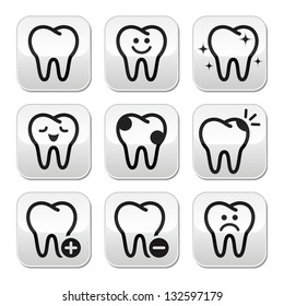 Tooth , teeth vector buttons set