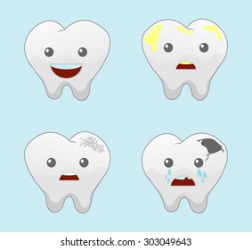 Tooth , teeth vector icons set, dental collection for your design, Vector illustration for children dentistry and orthodontics
