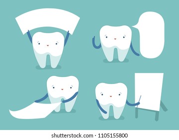 Tooth and text box of dental vector concept.