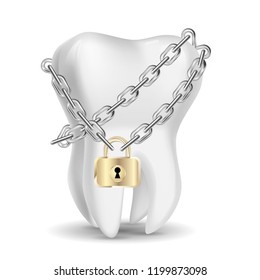 The tooth that is locked. Isolated on white background.