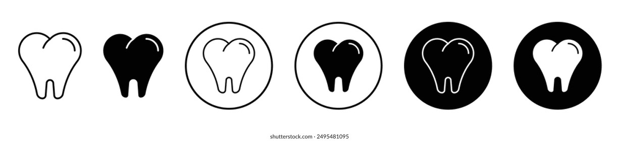 Tooth thin line vector icon set.