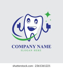 Diente con la plantilla de diseño del logotipo de arriba. Concepto de cuidado dental.