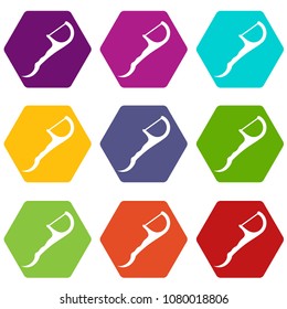 Tooth tool professional icons 9 set coloful isolated on white for web