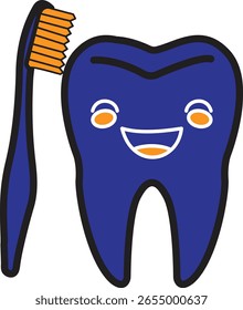 Zahn mit Zahnbürste Symbol symbolisiert Bürsten Gewohnheit und Zahnhygiene Routine mit transparentem Hintergrund