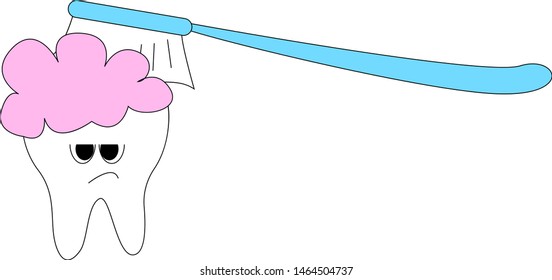 Zahnbürste und Zahnbürste, Illustration, Vektorgrafik auf weißem Hintergrund.