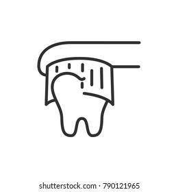 Tooth and toothbrush. linear icon. Line with Editable stroke