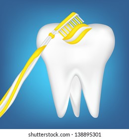 tooth,  toothbrush. mesh illustration