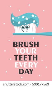 Tooth with a toothbrush, smiling