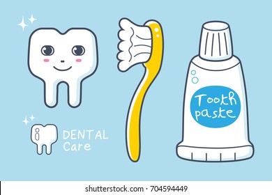 Tooth, toothbrush and toothpaste.