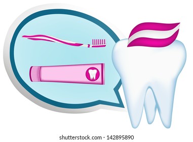 tooth,  toothbrush,  toothpaste. mesh illustration