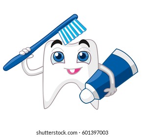 Tooth Toothbrush Toothpaste Smiling Stock Vector (Royalty Free ...