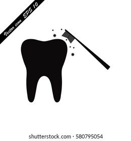 tooth and toothbrush vector icon