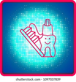 Tooth, toothpaste and brush. Stomatology. Vector.