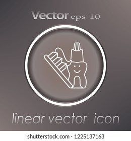 Dientes, pasta dental y cepillo. Estomatología. Vector.