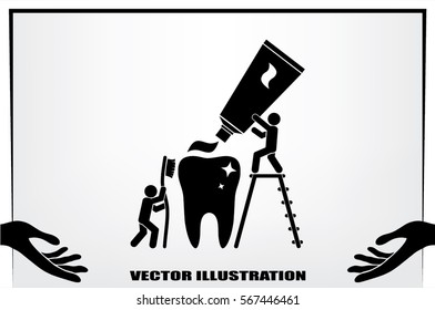 tooth, toothpaste, toothbrush and people.