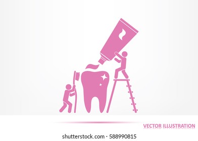 tooth, toothpaste, toothbrush and people.